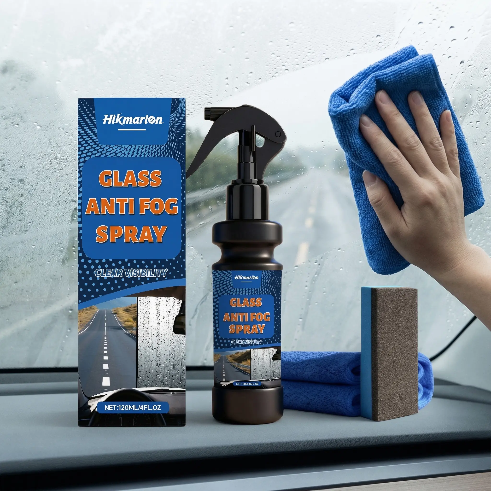 Car Glass Anti-Fog Liquid Spray - Easy-to-Use Windshield Cleaner for Car Maintenance, Glass Cleaning, Fog Prevention, with Decontamination, Polishing, Smooth Finish for Versatile Use Automotive Care