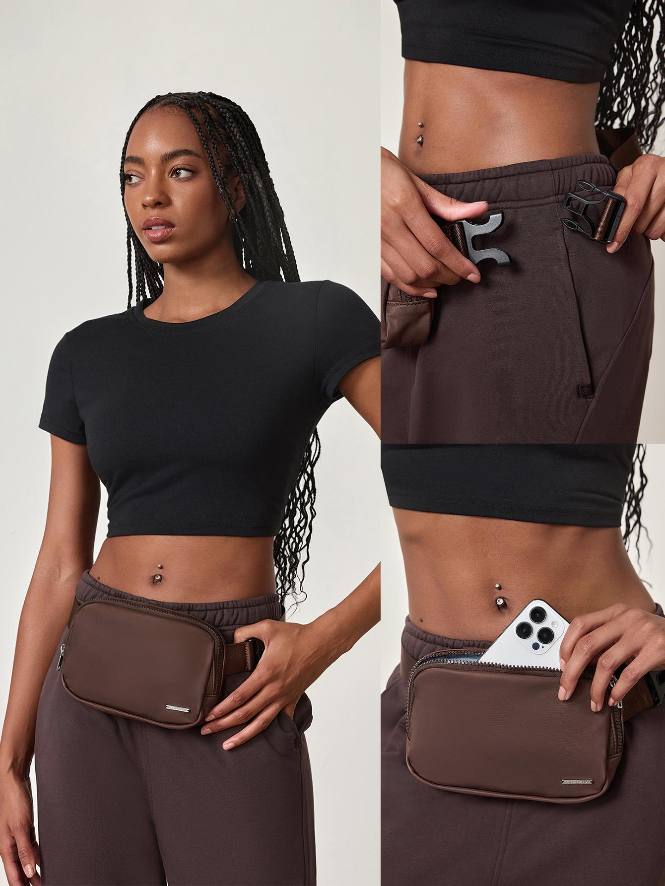 GLOWMODE 1L Zipper Everywhere Belt Bag Water Repellent Waist Crossbody Bags With Adjustable Strap