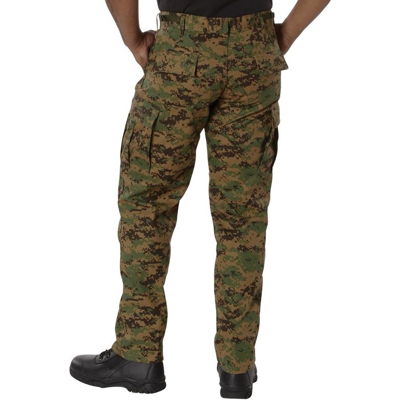 ROTHCO Digital Camo Tactical BDU Pants - Men's & Women's, Adjustable Waist, Zipper Fly, Reinforced Seat & Knees, Drawstring Bottoms, 6 Utility Pockets, Machine Washable - Camouflage