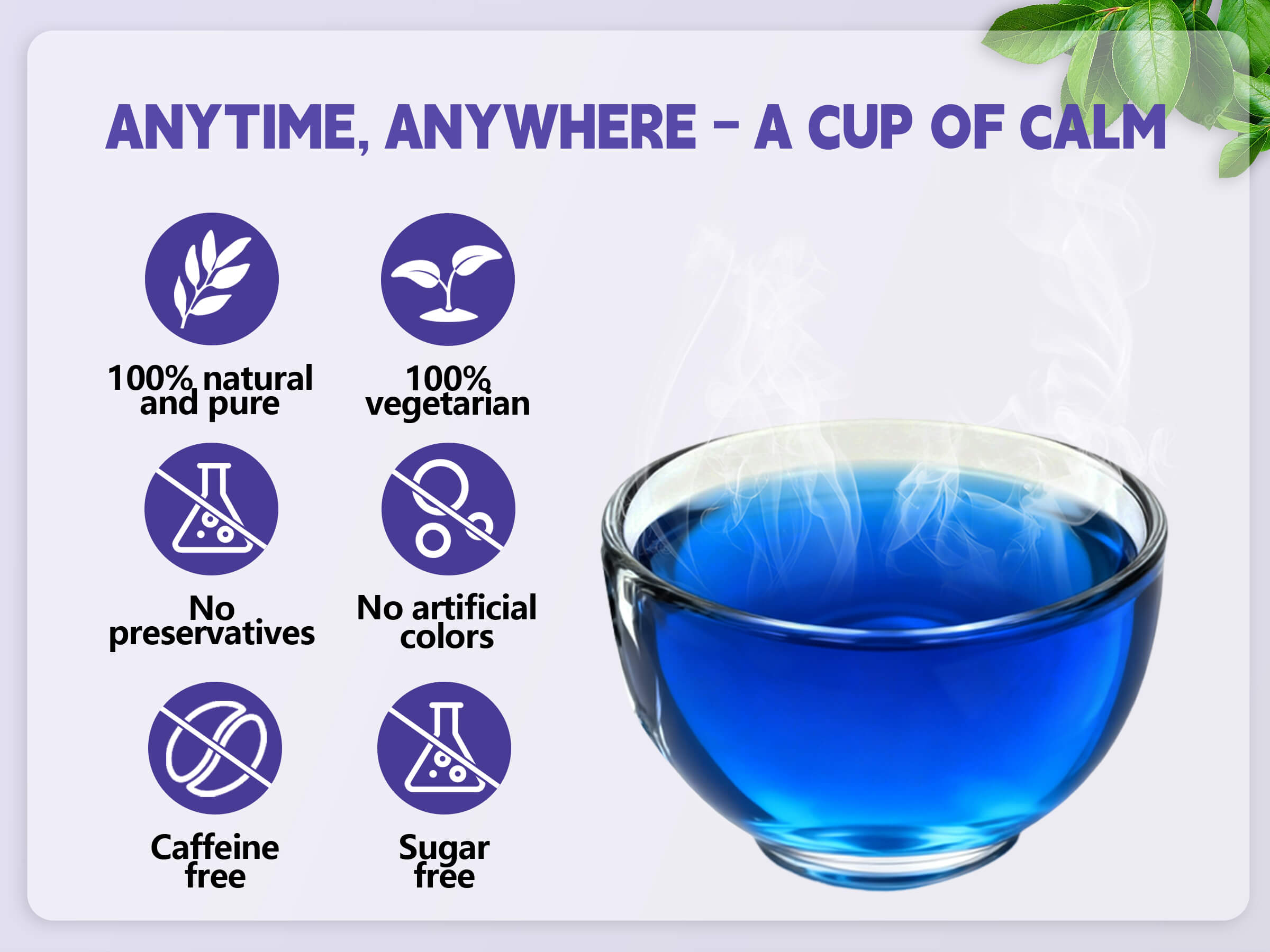 Organic Butterfly Pea Flower Tea Bags, 35 Teabags, 2.5g/Bag, Made with 100% Natural Butterfly Pea Flower. Helps with Antioxidant and High in Anthocyanins | Caffeine-Free | Sugar-Free | Gluten-Free | Vegan. Individually Packaged in Eco-Friendly Bags