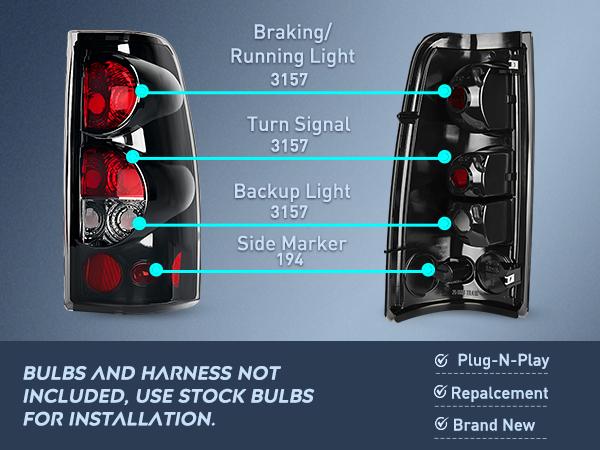 Nilight Taillight Assembly for 1999 2000 2001 2002 2003 2004 2005 2006 2007 Chevy Silverado 1500 2500 3500 1999-2002 GMC Sierra Rear Lamp Replacement with Classic Body OE Style Truck Car Accessories Automotive