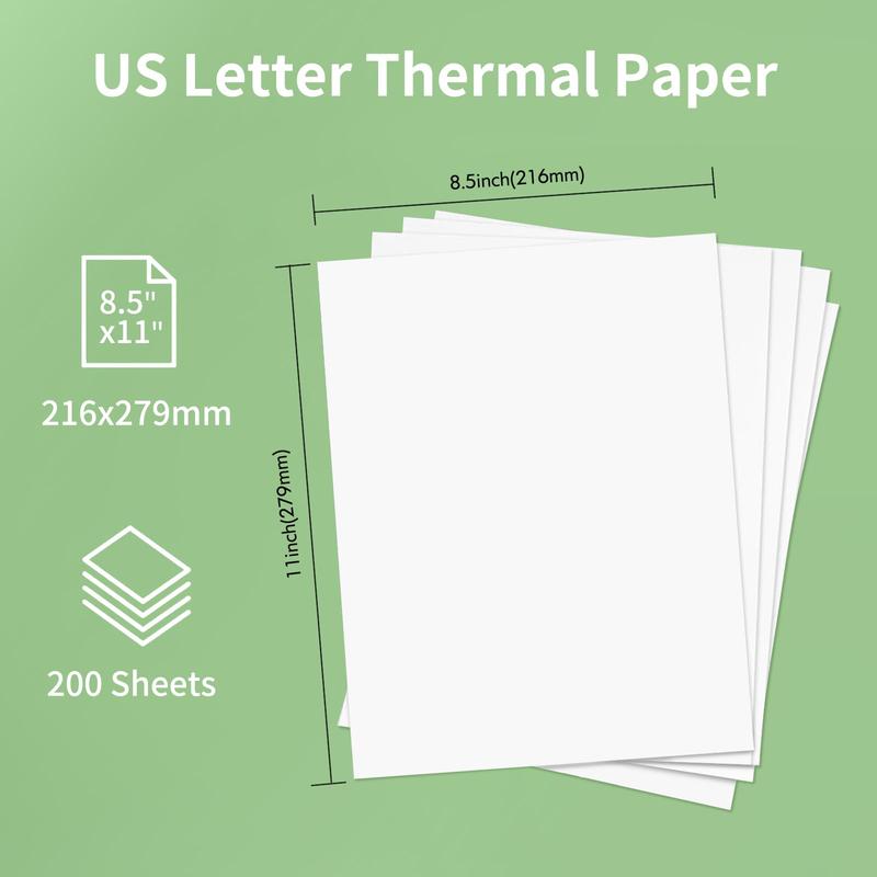 JADENS US Letter Size 8.5''×11'' Quick-Dry Folded Thermal Paper, 200 Sheets, Multipurpose Thermal Paper for Office, Contract JADENS US Letter Size 8.5''×11'' Quick-Dry Folded Thermal Paper, 200 Sheets, Multipurpose Thermal Paper for Office, Contract