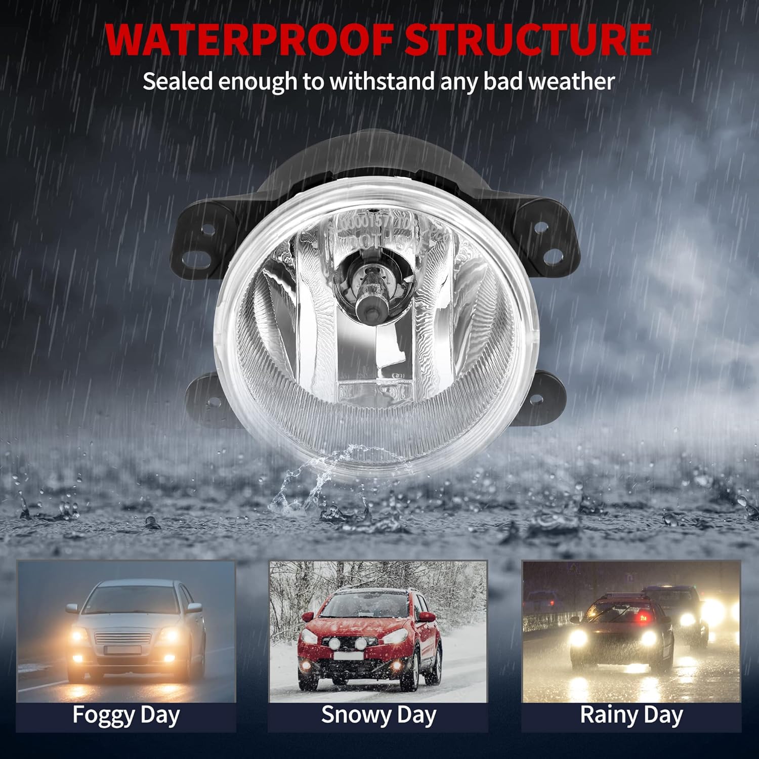 YITAMOTOR Fog Lights Compatible with 2007-2009 Wrangler/2005-2008 Dodge Magnum/2009 Dodge Journey/2005-2010 Chrysler 300(Only Fits 300 Touring Models) 2006-2010 Chrysler PT Cruiser Fog, Clear Lens