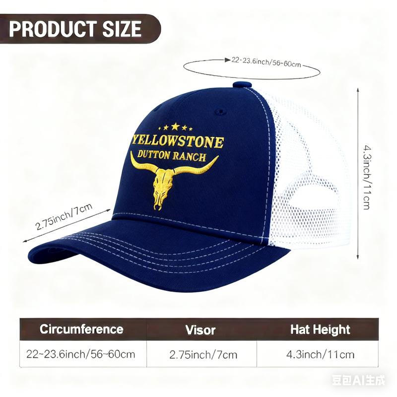 Embroidered baseball cap, Yellowstone Dutton Ranch, unisex and youth style, adjustable, comfortable and breathable, suitable for sports, outdoor activities and everyday wear.  hat  hats