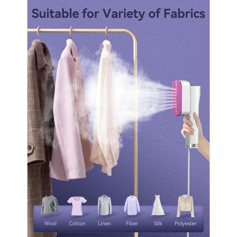 Portable 2-in-1 Clothes Steamer & Iron with 15s Fast Heat-up 100ml Water Tank 20 Min Continuous Steam Includes Ironing Gloves for Travel & Home Use