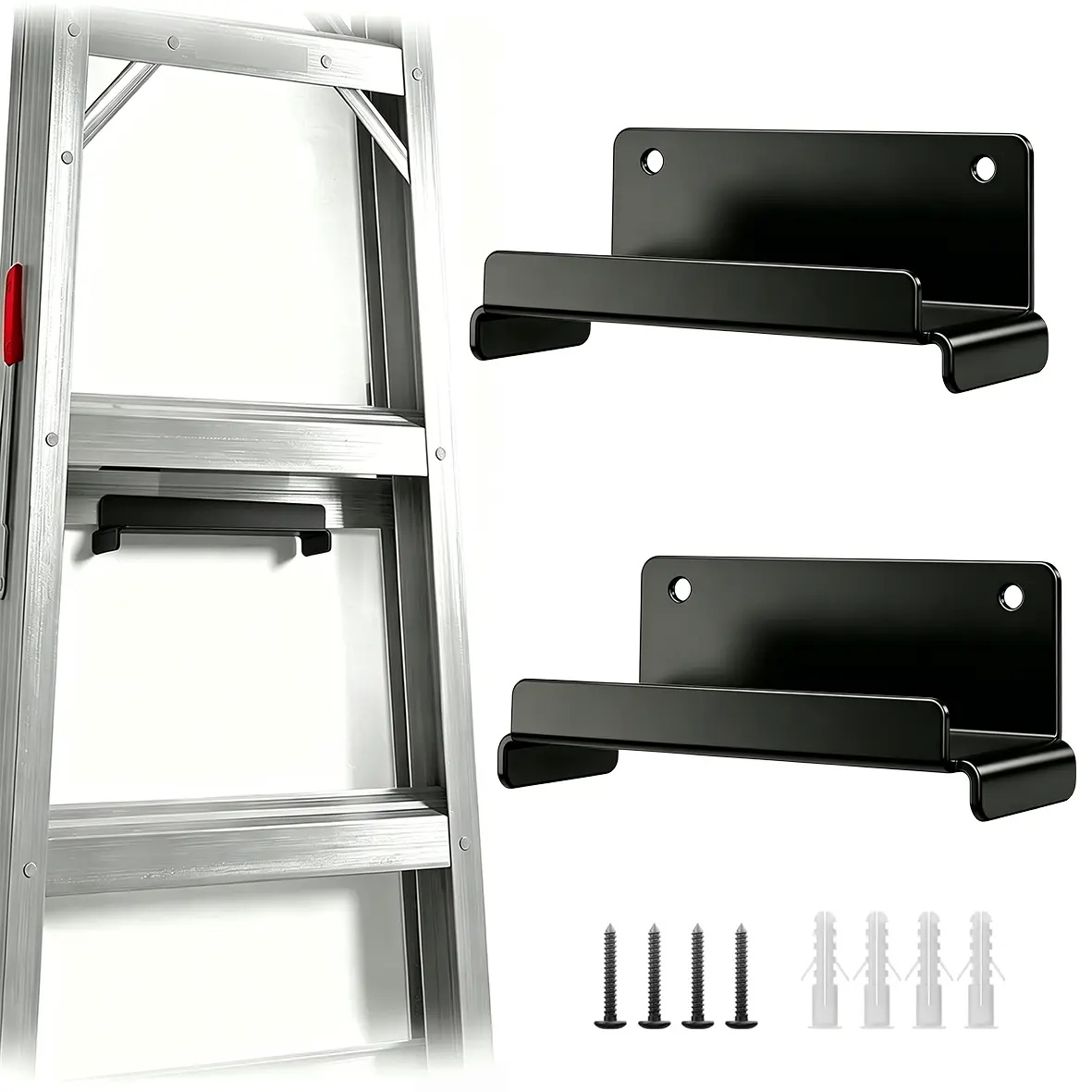 2pcs Ladder Hooks Wall Hanger, Heavy Duty Steel Wall Mount Storage Hanger For Garage Wall, Suitable For Folding Ladders, Step Ladders, Extension Ladders, Folding Chairs And Patio Furniture, Garage Organization Rack Efficient Organization Bulky Items