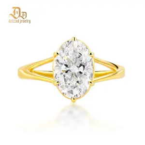 Delzzad Oval Solitaire Ring Bridal Engagement Ring Synthetic Moissanite S925 Jewelry Perfect Valentine's Day Birthday Engagement  Wedding Anniversary Christmas Gift