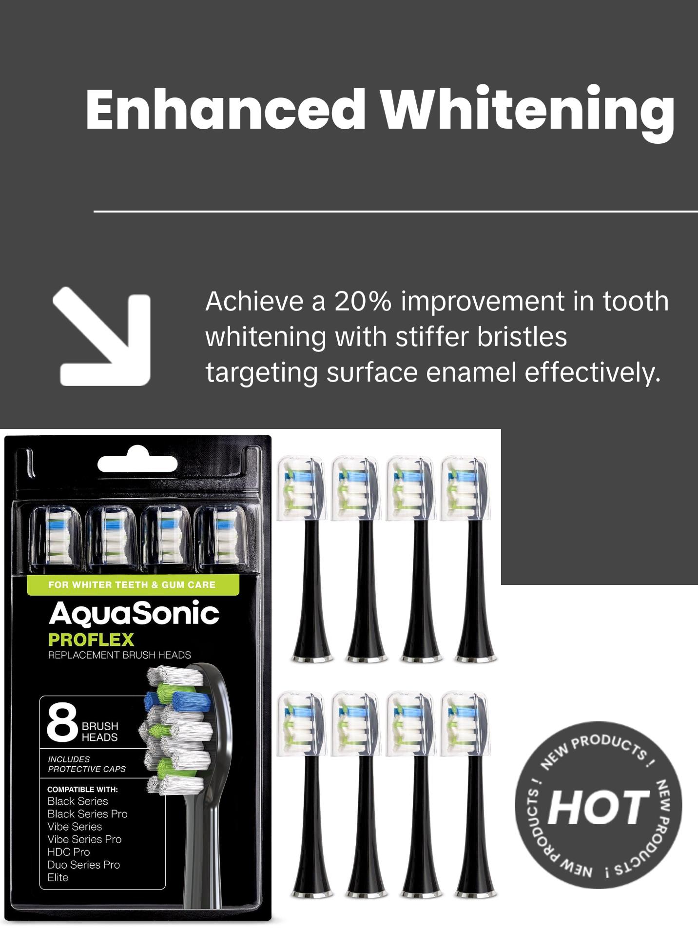 AquaSonic ProFlex Replacement Brush Heads for Electric Toothbrush - Whitening