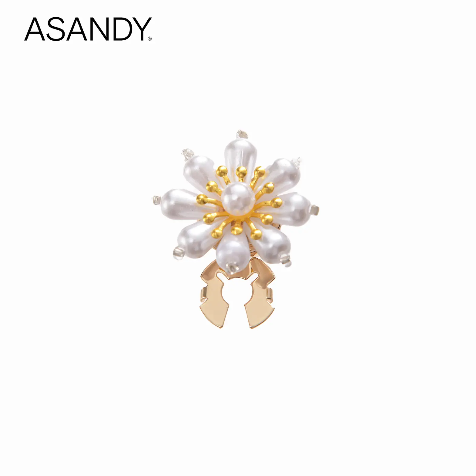ASANDY Unisex Cuff Links, Elegant Plain Design with Faux Pearl and Crystal Accents, Fashion Jewelry Clip for Blouses