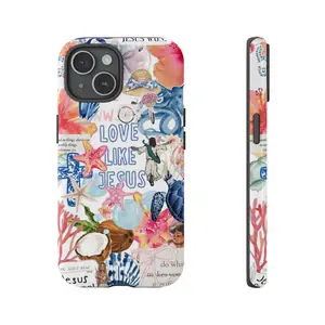 Christian Collage Phone Case, Love Like Jesus Blue Starfish Seashells Turtle Bicycle Arms Raised Faith Quotes Spiritual Aesthetic No Bad Vibes Gift Fashion Vibes Play Now Free, iPhone 17 16 15 14 13 12 Pro Max Plus X, Galaxy S25 S24 S23 S22 S21 Ultra