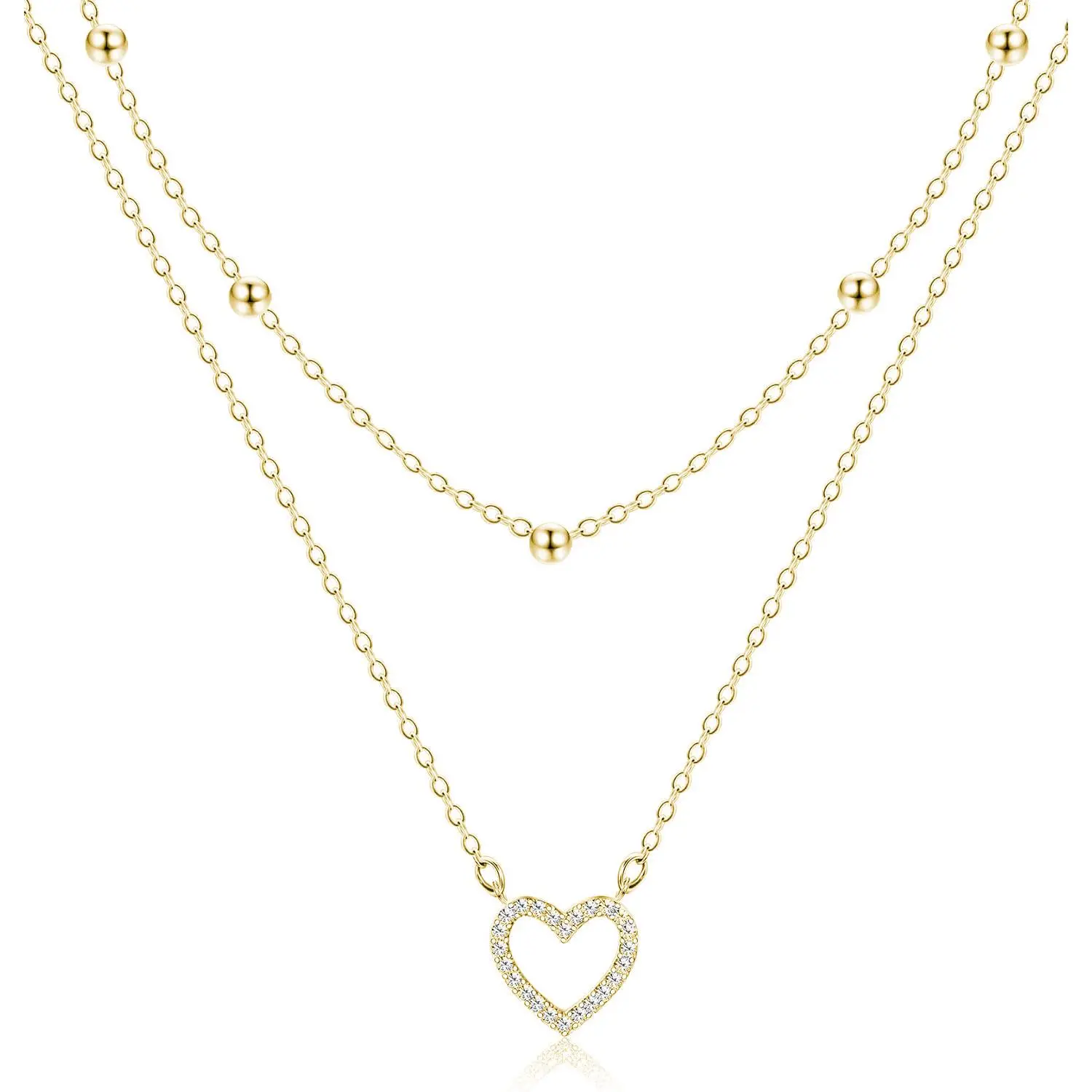 Golden rice bead studded diamond heart d