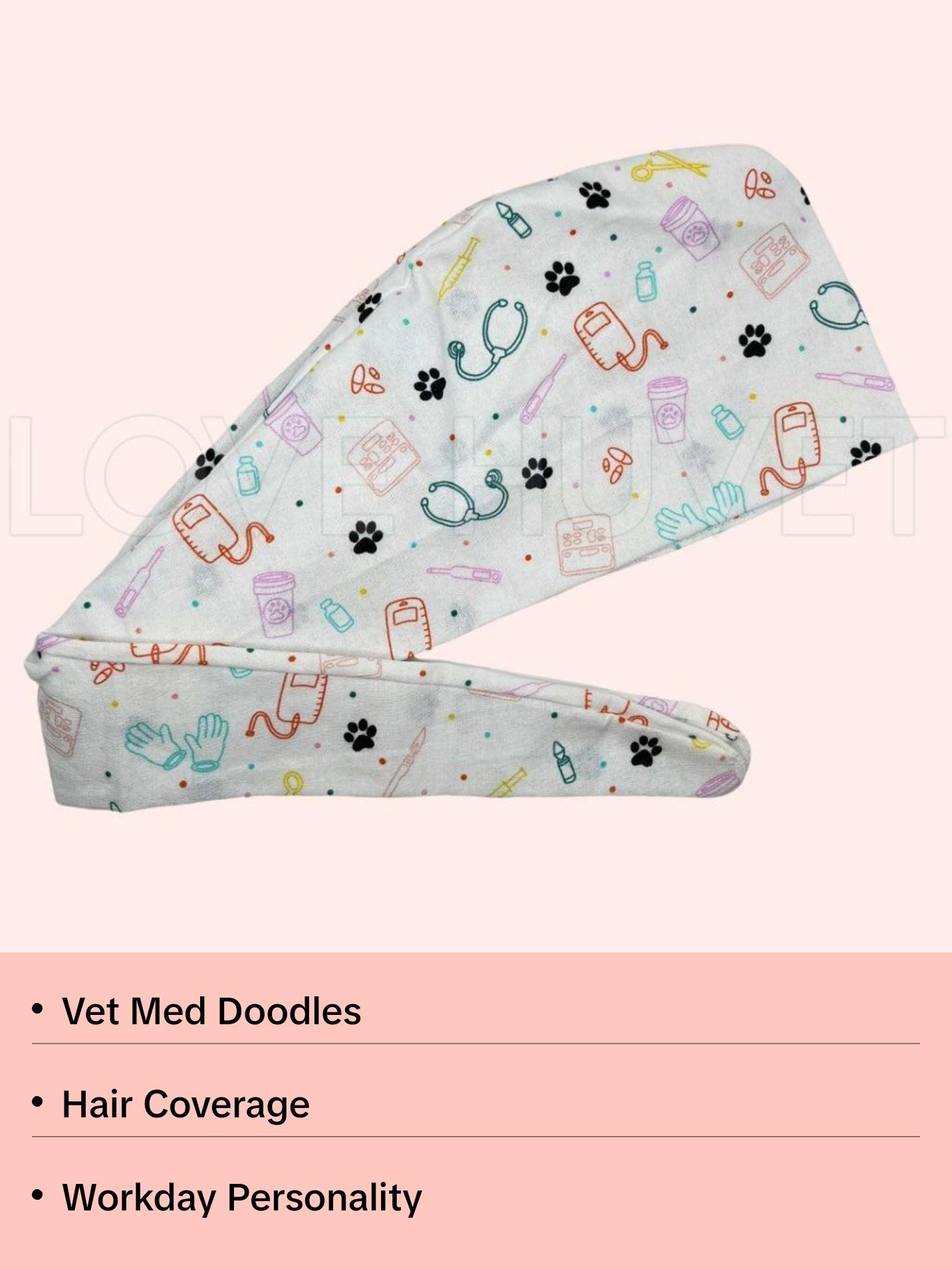 Vet Med Doodle Scrub Cap