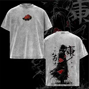 Retro Heavy Limited Sasuke - Naruto Anime Double Printed Vintage  Washed Tee Unisex Oversize Anime Manga Washed Heavyweight Cotton T-shirt, Gift For Anime Fan, Anime Lover