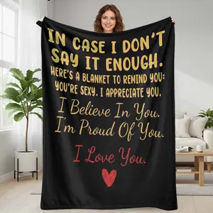 Love Appreciation Flannel Blanket  Inspirational Quote Heart Print  Warm Cozy Soft Lightweight Durable Gift Idea  Perfect for Bedroom Sofa Office Anniversary Valentine
