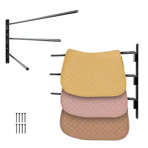 【Summervibes】VEVOR Wall Mounted Saddle Rack,  , 30.9 x 29.9 x 5.5 in, 2 Packs Swing Out Saddle Holder, Three Tiers Horse Saddle Stand, Space Saving Horse Pad and Blanket Rack for Tack Room Organization