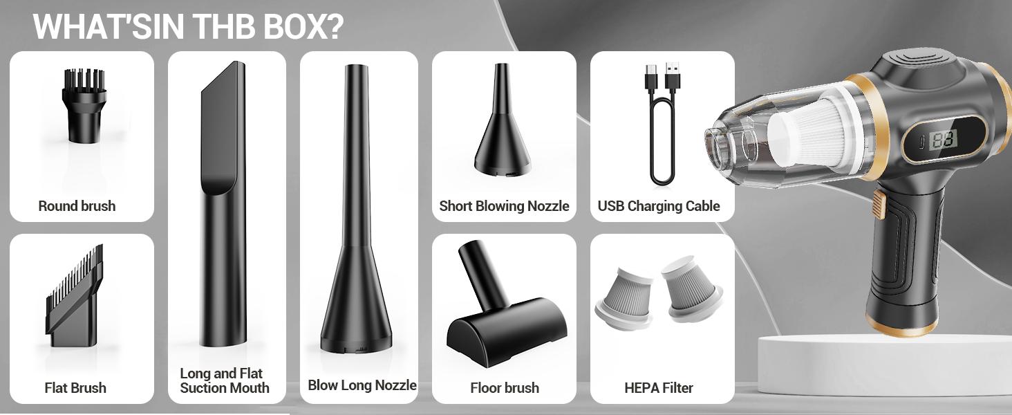 【fathersdaygift】Belibuy Handheld Cordless Car Vacuum Cleaner: 9000Pa powerful suction, 6-in-1 portable vacuum cleaner with a smart display, ideal for cars, homes, offices and pet care. A portable cordless cleaner. The perfect gift for your loved ones.