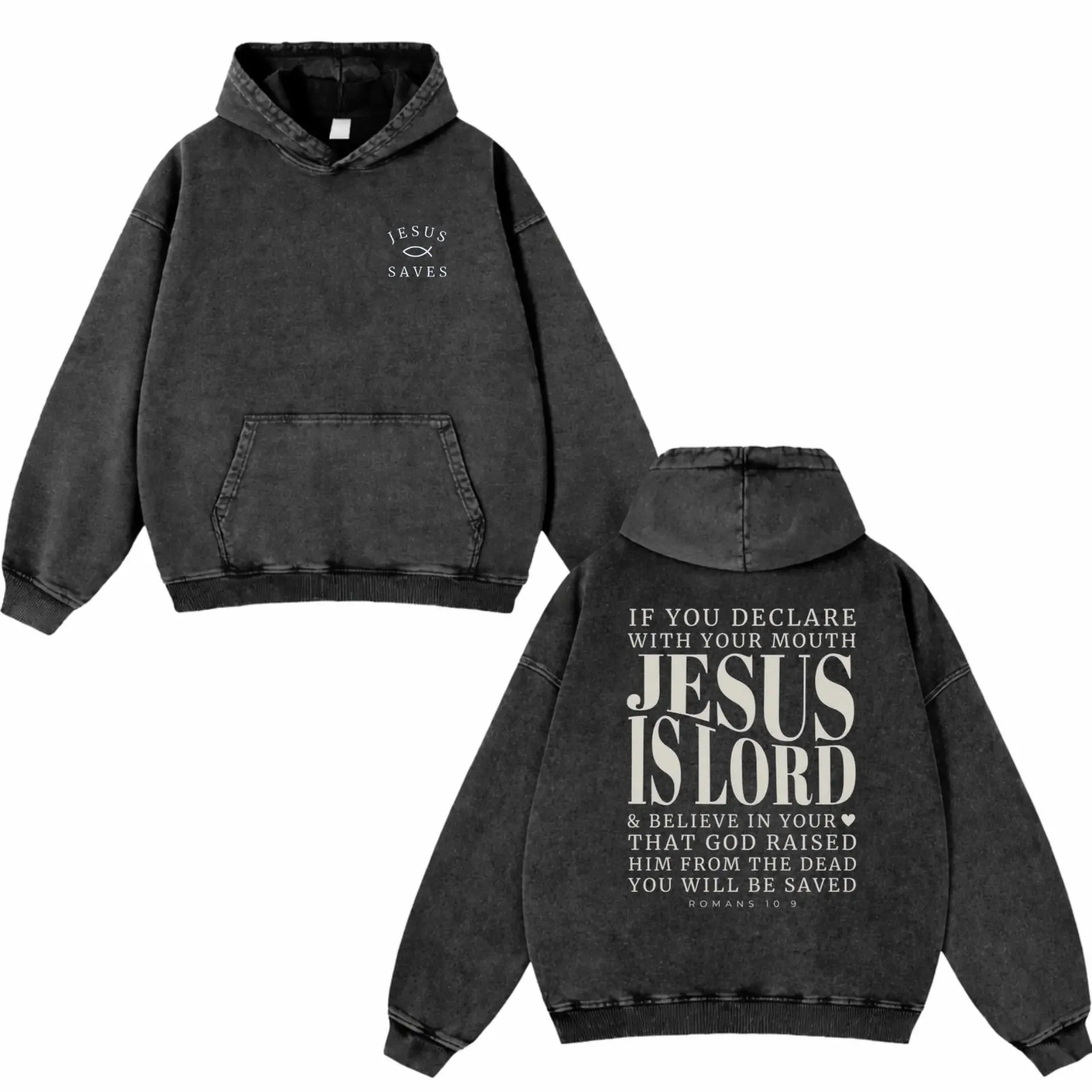 Jesus Is Lord Washed Hoodie, Christian Apparel, Oversized Menswear And Women Menswear Tops, Gym Pump Cover, Hip Hop Y2K Graphic Apparel, Bibble Gifts