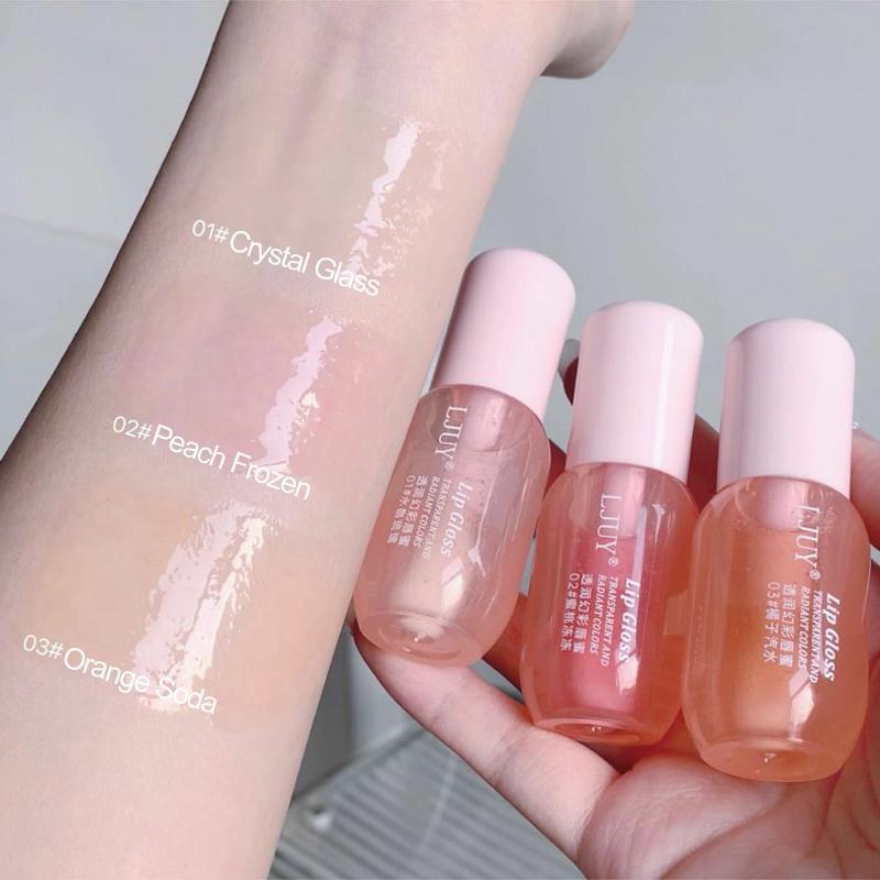 3 PCS Long Lasting Lip Gloss, Moisturizing Hydrating Lip Glaze, Glossy & Non-sticky Lip Stick, Plumping Lip Oil Lip Stick Cosmetic for Girls & Women, Makeup