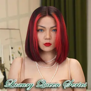 [Pre-order] FF WIG Black/Raspberry Red Silky Straight Raw Human Hair Glueless Wig 10 Inches 9*6 Pre-Cut Invisible Lace 250% Density Wear Go Wig with Special Drawstring #FFWIG