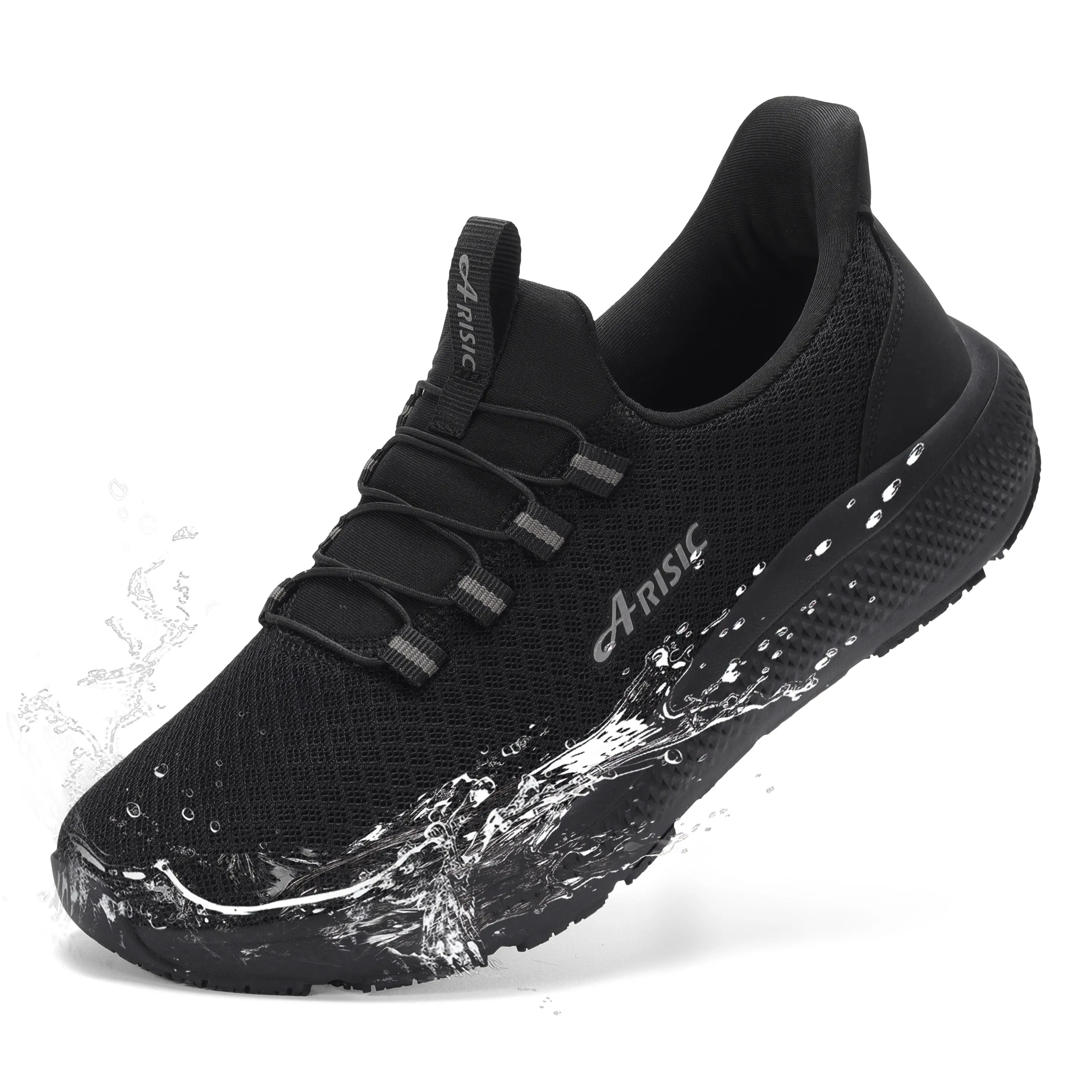 Food Service Non‑Slip Work Shoes for Men & Women, Slip‑On Water Repellent Kitchen Walking Shoes, Breathable Soft Flexible All‑Weather Grip Footwear for Restaurant Workers