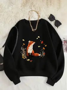Patterned sweatshirts, winter and autumn crew neck casual sweatshirts, women's crew neck sweatshirts