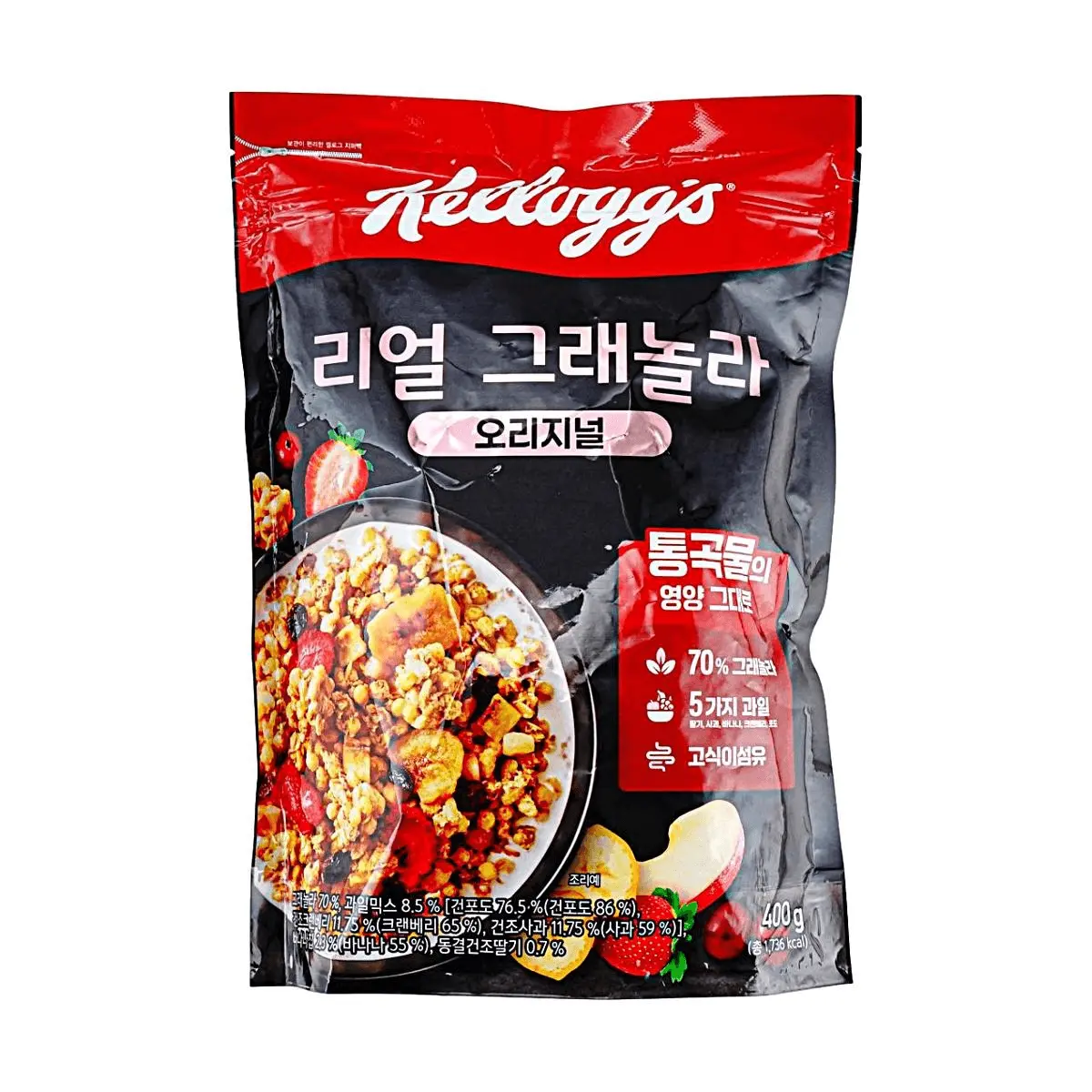 Kellogg's Real Granola Original Flavor - 70% Granola, 5 Fruits, 400g Korean Edition Breakfast Cereal