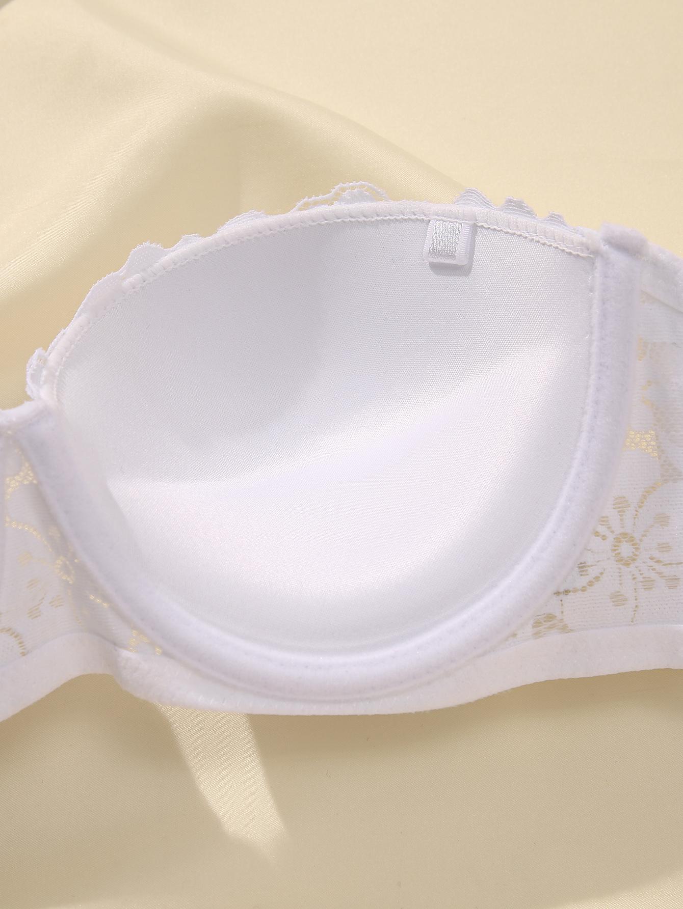 2PCS Strapless Lace Push-up Bra Underwire Support Anti-Sagging Comfortable Breathable Strapless Back Design Bridal Dates Everyday & Special Occasions