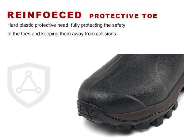 Trudave Rubber Boots for Men & Women, Waterproof Insulated Work Rain Boots, Anti-slip Outdoor Mud Boots for Working, Hunting, Fishing Shoe Rainproof Black Footwear Closed Dry