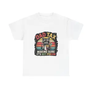 Dad Tax Raccoon T-Shirt Making Sure It's Not Poison Funny Dad Gift Vintage Stripe Tee Fathers Day Birthday