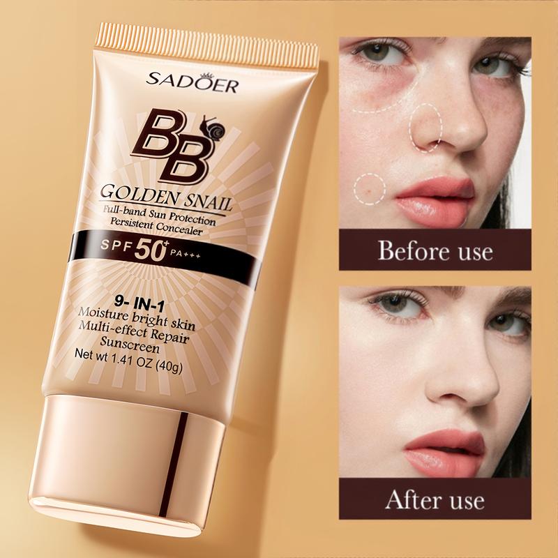 High-coverage waterproof snail BB cream - matte finish, long-lasting moisturizing and oil control, creates a natural makeup look, refreshing and non-greasy, perfect for makeup beginners