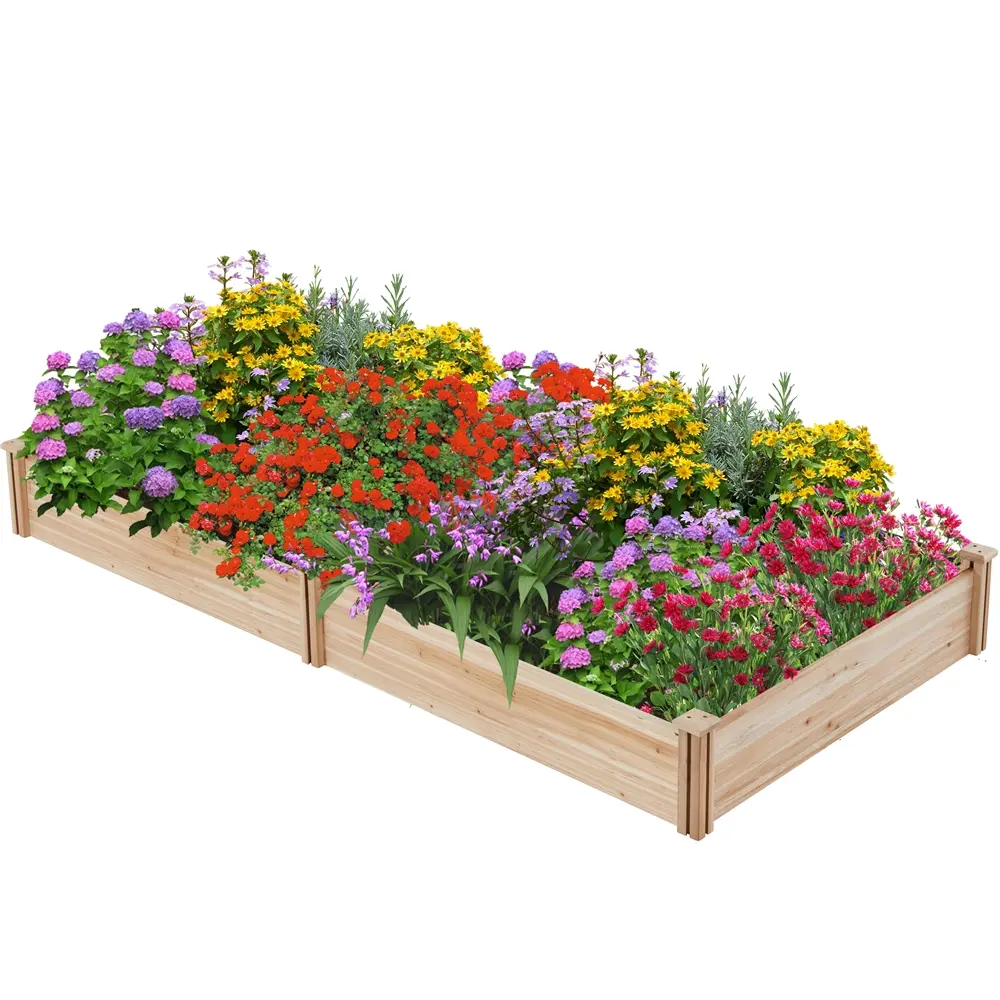 Costoffs Stackable Wooden Raised Garden Bed - Dividable Elevated Planter Box for Gardening, Grow Your Own Food, Raised Bed Gardening, Space-Saving Design, 95in L × 49in W × 11in H, Ideal for Garden/Greenhouse