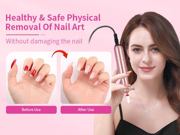 SAVILAND Electric Nail Drill: Professional Portable E-File Nail Drill with 6PCS Drill Bits for Manicure & Pedicure, Electric Nail File for Home & Salon Use, Rose