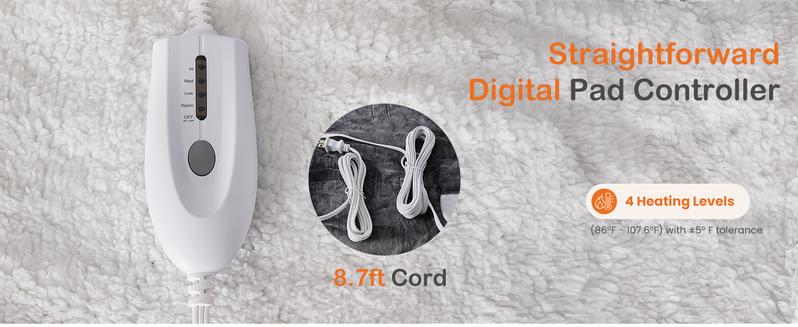 Heated Blanket, Heating Electric Blanket with 10 Heat Levels and Auto-Off, Washable Dual-Sided Flannel & Sherpa Fabric Electric Throw Blanket Warmer for Office Home Use, Gifts for family