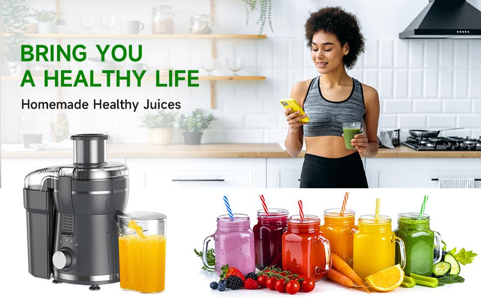 500W Centrifugal Juicer Machine with Wide Feed Chute Powerful Blender for Maximum Nutrients Easy Clean Dishwasher Safe BPA-Free Compact Design Perfect for Juice Lovers - Gray