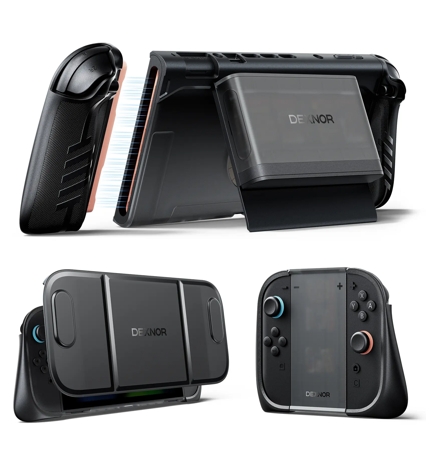 Dexnor for Nintendo Switch 2 Case 2025 Dockable Cover with Transformable Grip & Detachable Magnetic Card Holder 5 Games 2 SD Card Storage & Adjustable Kickstand & Front Cover & Ergonomic Design, Accessories, Controllers, Foldable