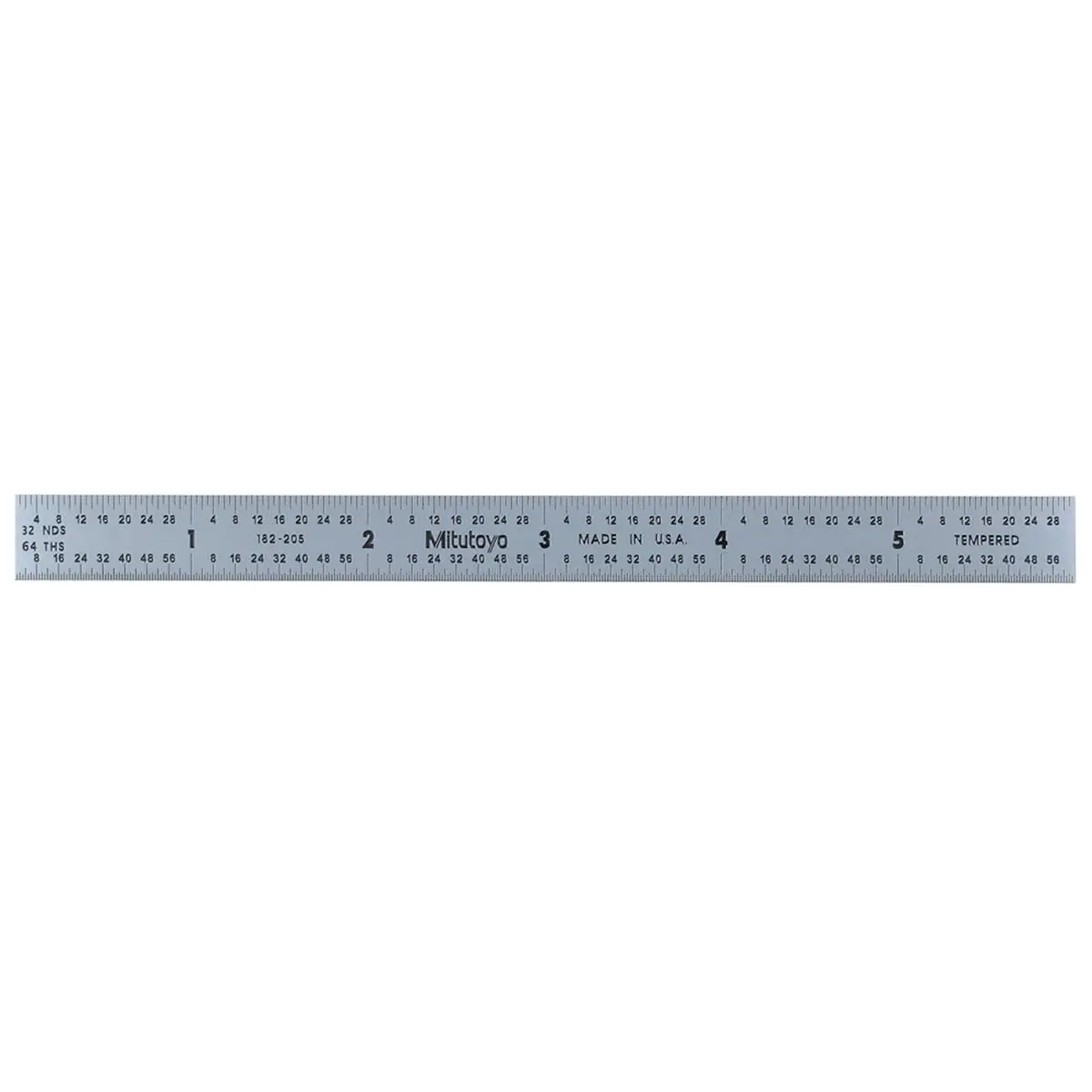 Mitutoyo 182-205 Office Use Satin Chrome Stainless Steel Rule, 6x150mm, 0-6 Inches Measurement, 1/64 Inch Graduation, Full-Flexible Design