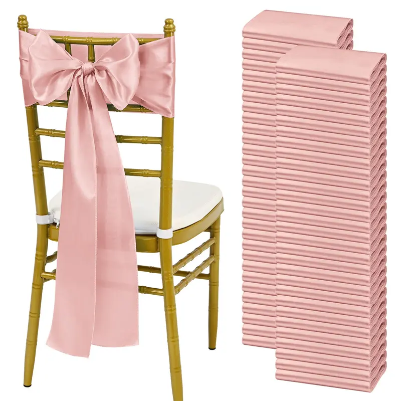 MTREO 50 60 100 120 PCS Satin Chair Sashes 7x108 Inch,Ties Chair Bows Designed Chair Sashes Chair Cover for Wedding Party Baby Shower Banquet Folding Chairs Decoration