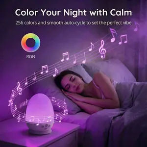 VAVA Night Light with 18 White Noise Sounds Machine for Adults and Kids, Bedside Sleep Companion Lamp with 8 RGB Colors, Stepless Dimming Touch Control, Soft Ambient Light for Relaxation, Anxiety Relief & Better Sleep, Eye Care