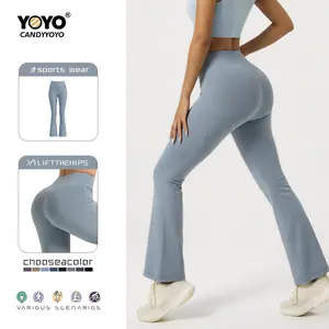 Original design, trendy and comfortable high-waisted flared yoga pants suitable for outdoor activities or daily commutes. They are breathable and comfortable, with high elasticity that enhances your figure, and are suitable for all ages.