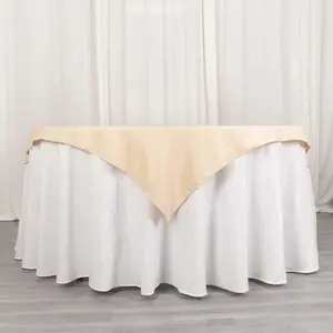 Premium Polyester Square Table Overlay 70"x70" Beige - 220GSM Wrinkle-Resistant Table Topper
