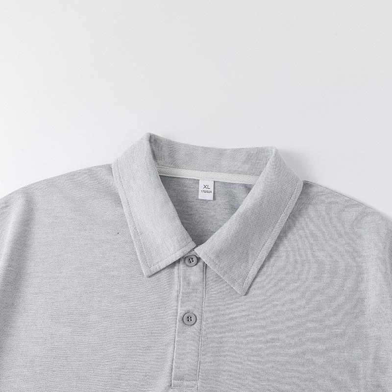 Men's Vintage Heavyweight Polo Shirt Long Sleeve T-Shirt Autumn Trendy Brand Turn-Down Collar Base Shirt Loose Top Gift for Husband Father