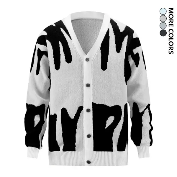 Men's Casual Sports Knit Cardigan Fashion Sweater Long Sleeve Thick Warm Winter Autumn Coat Geometric Pattern Button Closure Regular Fit Stylish Casual Warm Long Sleeve Sweater Jacket