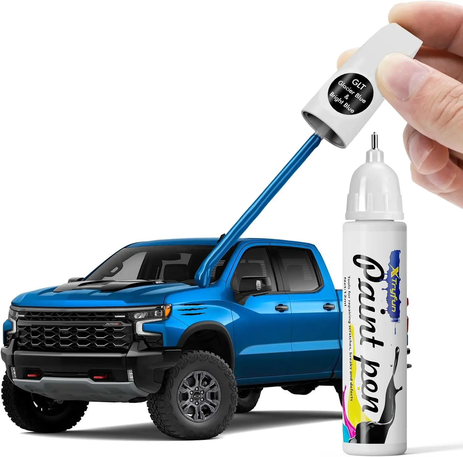 GLT/WA327E Glacier Blue/Bright Blue Touch Up Paint Compatible with Chevrolet, DIY Car Paint Scratch Repair, Automotive Paints, Quick & Easy Fix Scratch Repair for Silverado/Colorado/Fleet