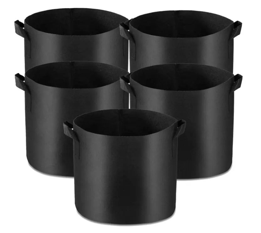 Gardener's 5-Pack 5 Gal Nonwoven Aeration Planting Bags - Durable, Breathable, Heavy-Duty with Handles for Outdoor Root Health, Vegetables, Home Gardens, Grow Bags