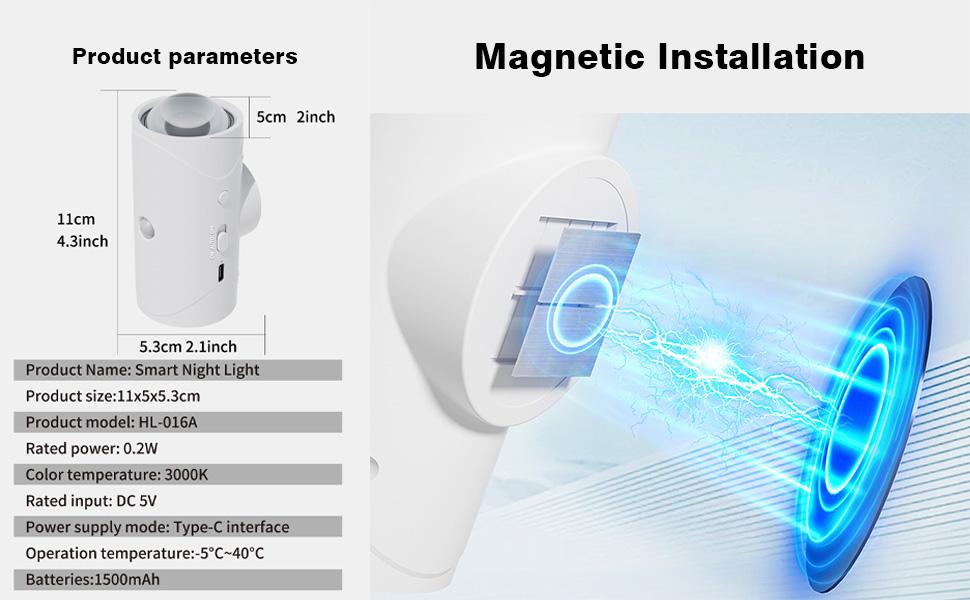 Rechargeable Smart LED Night Light with Motion Sensor – RGB Gradient Ambient Lighting, Dimmable Wall Lamp, Stick Anywhere Magnetic Design, Long Battery Life & Auto-On Mode, Ideal for Bedroom, Stairs, Entryway & Holiday Decor