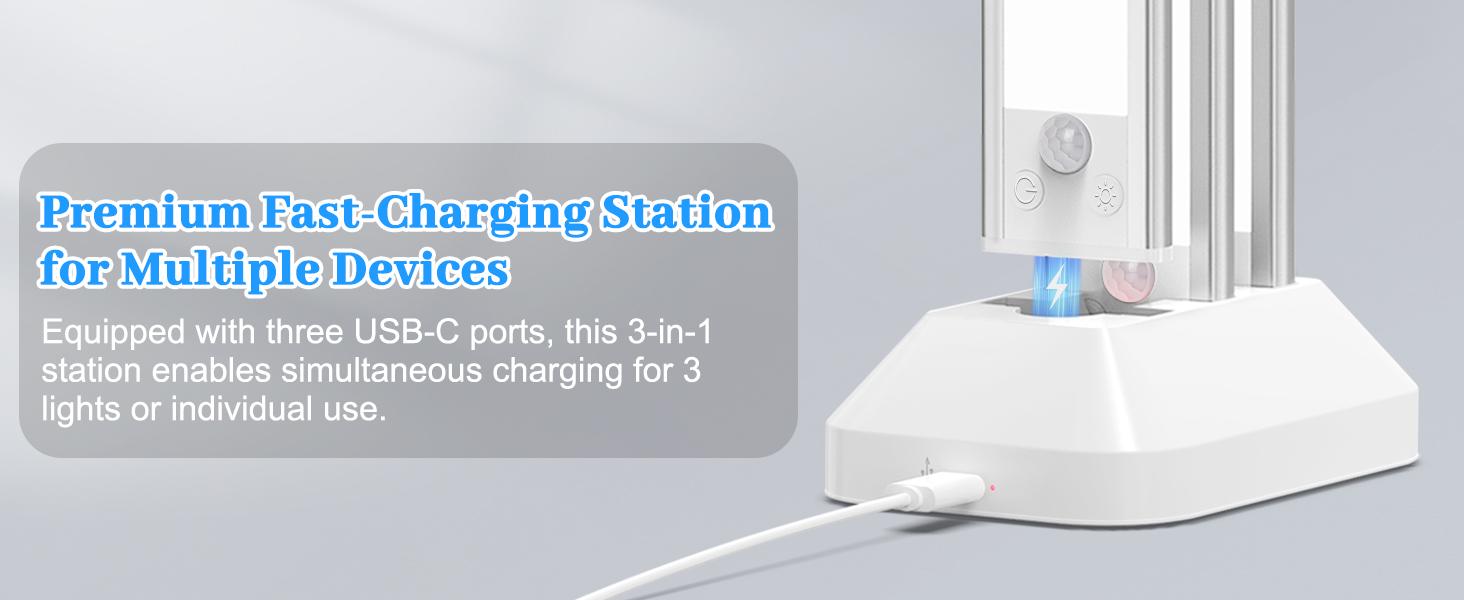 MATULSA 3/6Pcs Under Cabinet Light w/ Dock Base, 8/10/12/14inch 2500mAh Rechargeable Wireless Motion Sensor Lights with 3 Color Tempers