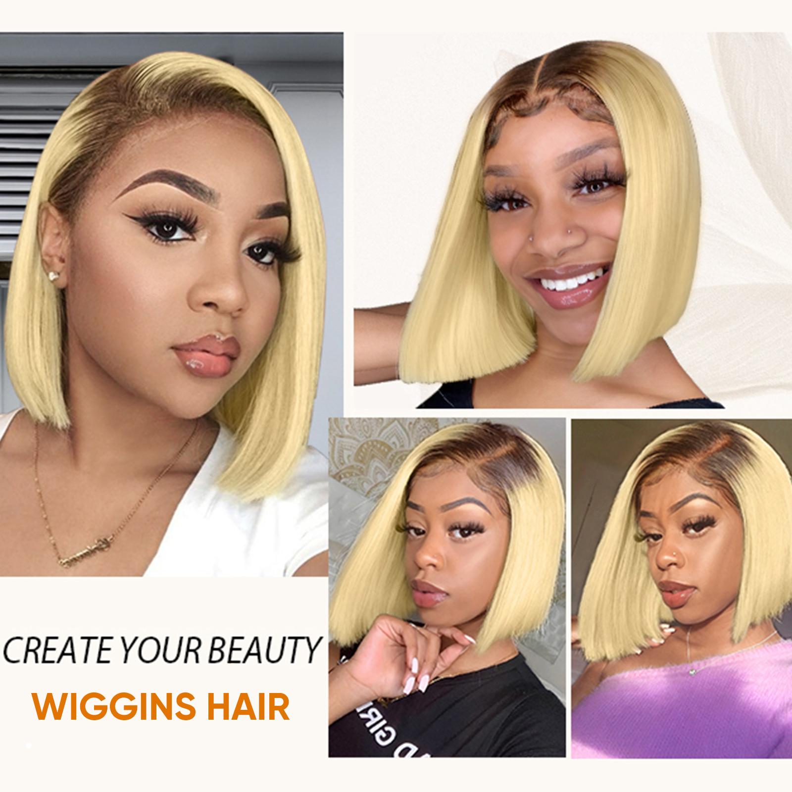 [Spring Musts] Wiggins Hair 4/613 Bob Wig Human Hair Straight Blonde Lace Closure Wig Pre Cut Lace Glueless Wigs Lace Closure Wig With Pre Plucked Hairline WeeklyDeals #SpringStatements
