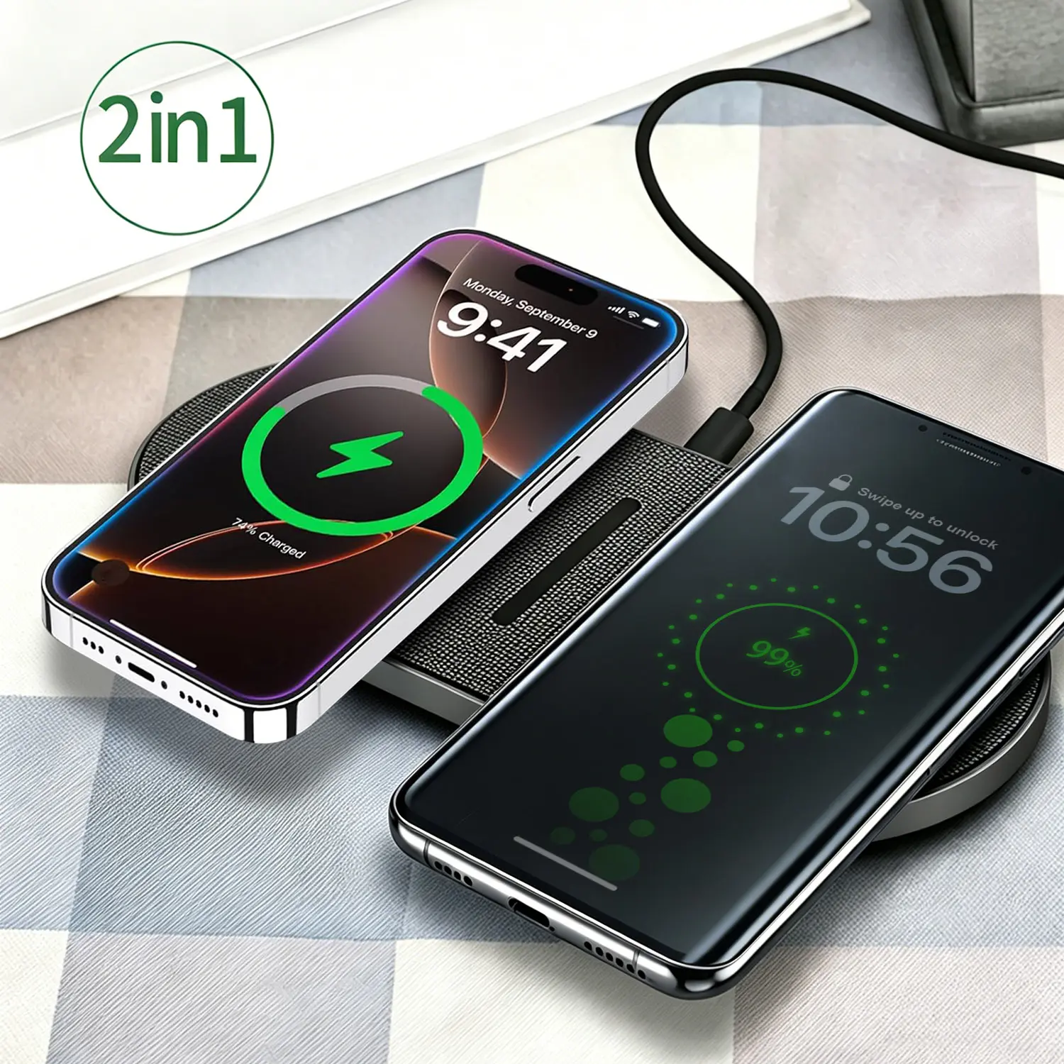 2 in 1 Wireless Charger Pad - 20W Fast Charging Dock Station for iPhone, Samsung, Smartphone, Cellphone, Mobile Devices, Dual Charging Modes,back to school,back to school haul