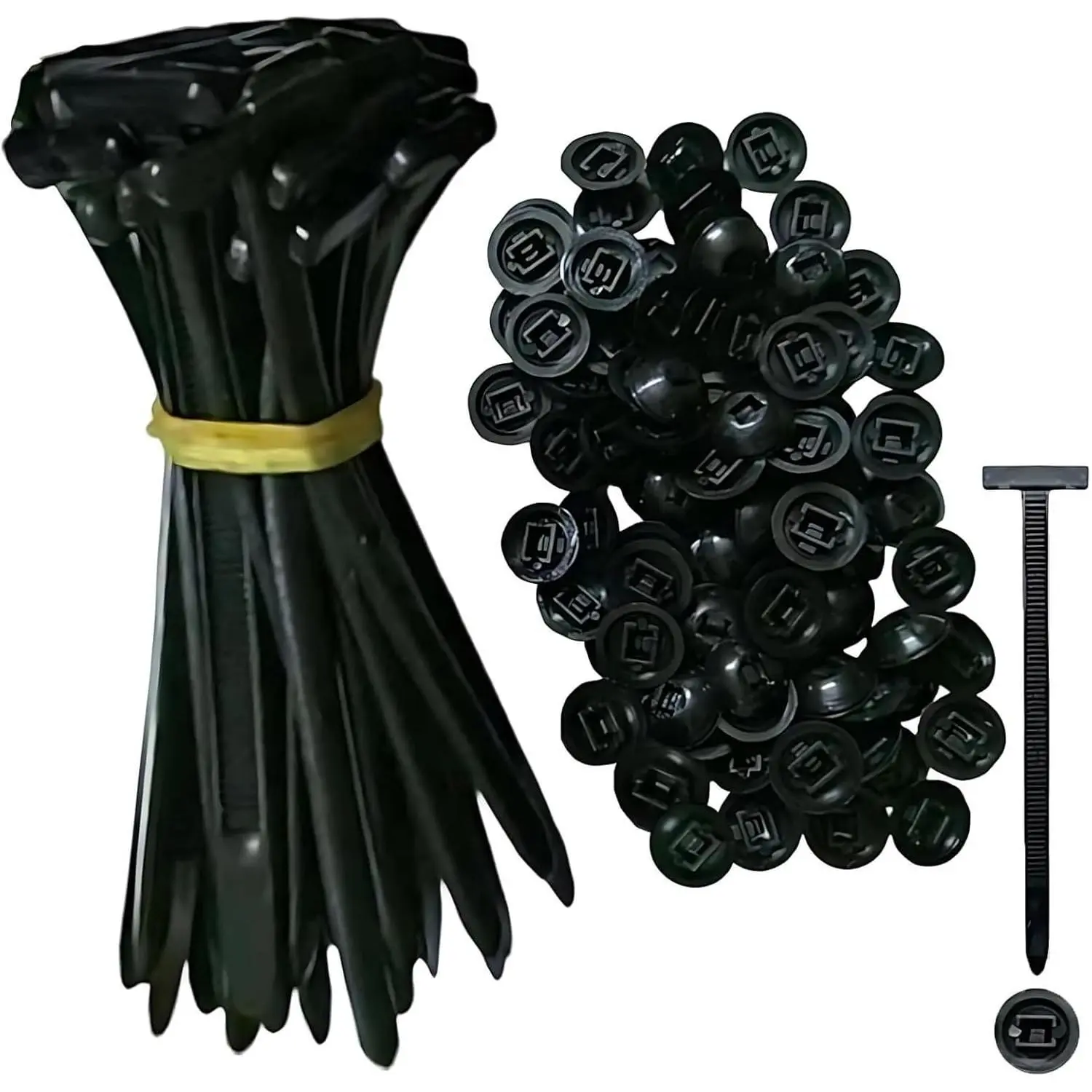 60PCS Black Nylon Universal Cable Tie Buckles - Self-Locking Holder, Bumper Retainer Clips, Car Plastic Rivets Fasteners, Engine Auto Repair Quick Fix & Hole Fastening Home Improvement Essential