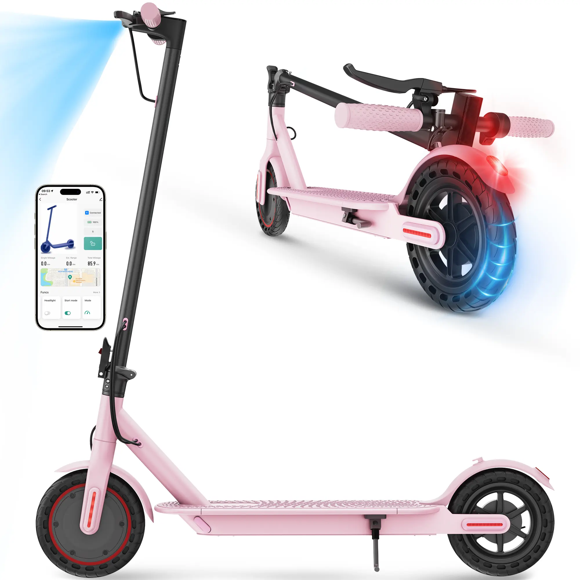 Adult Portable Electric Commuting Scooter, 350W Motor, 8.5" Tires, Up to 19 MPH, Lightweight Foldable Design, Ideal for Women, Christmas Gifts